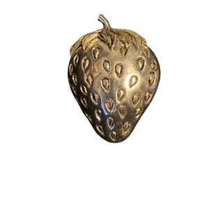 Vintage Strawberry Brooch Pendant Gold and Silver Tone